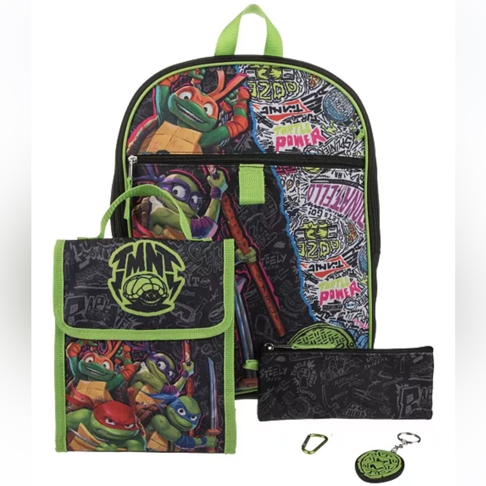 NWT‎ Bioworld Teenage Mutant Ninja Turtles Licensed Backpack 5 Piece Set